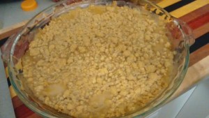 Rhubarb Crumble, made from this recipe by Lauren Schiller